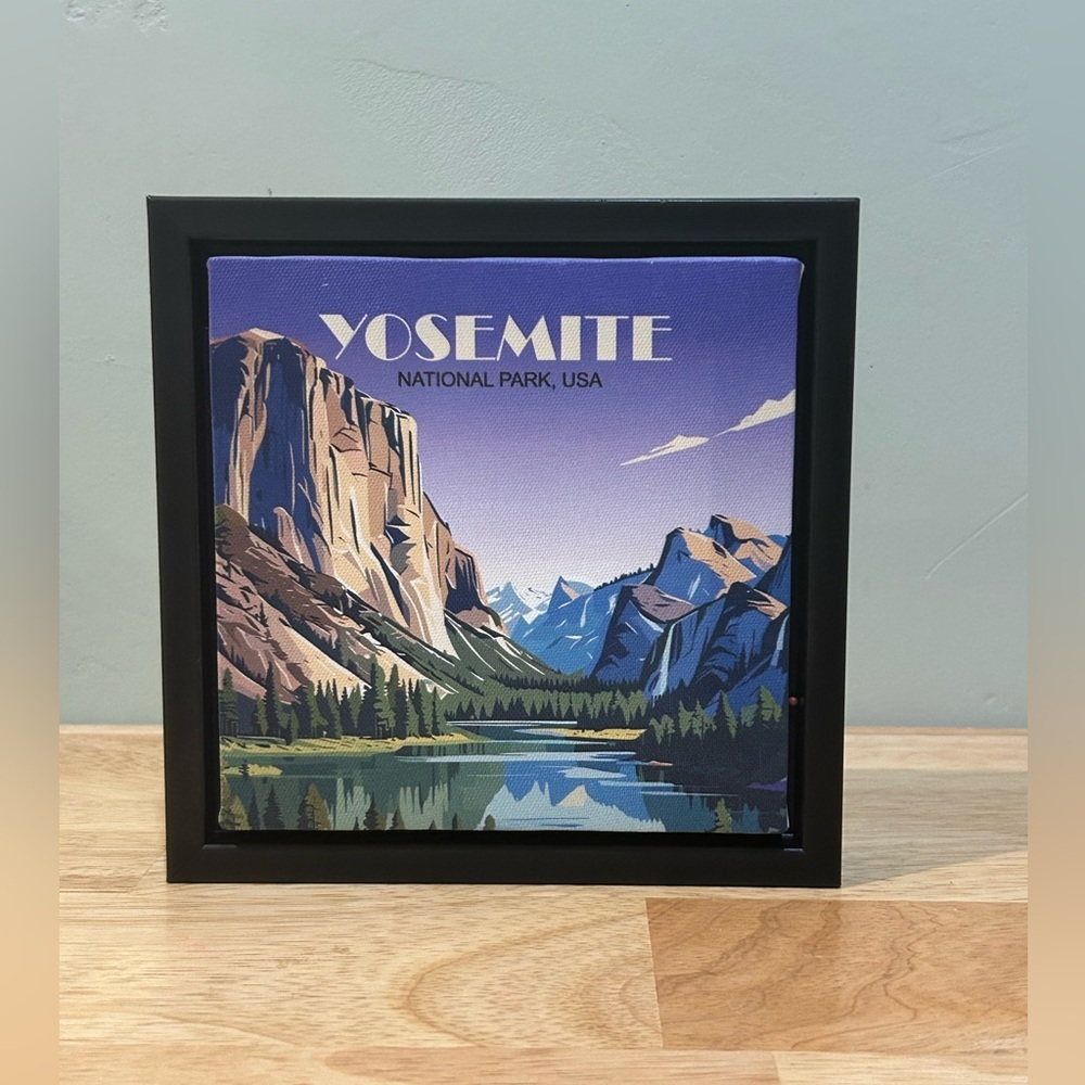 Stretched canvas painting of Yosemite National Park on wood frame. Brand new.